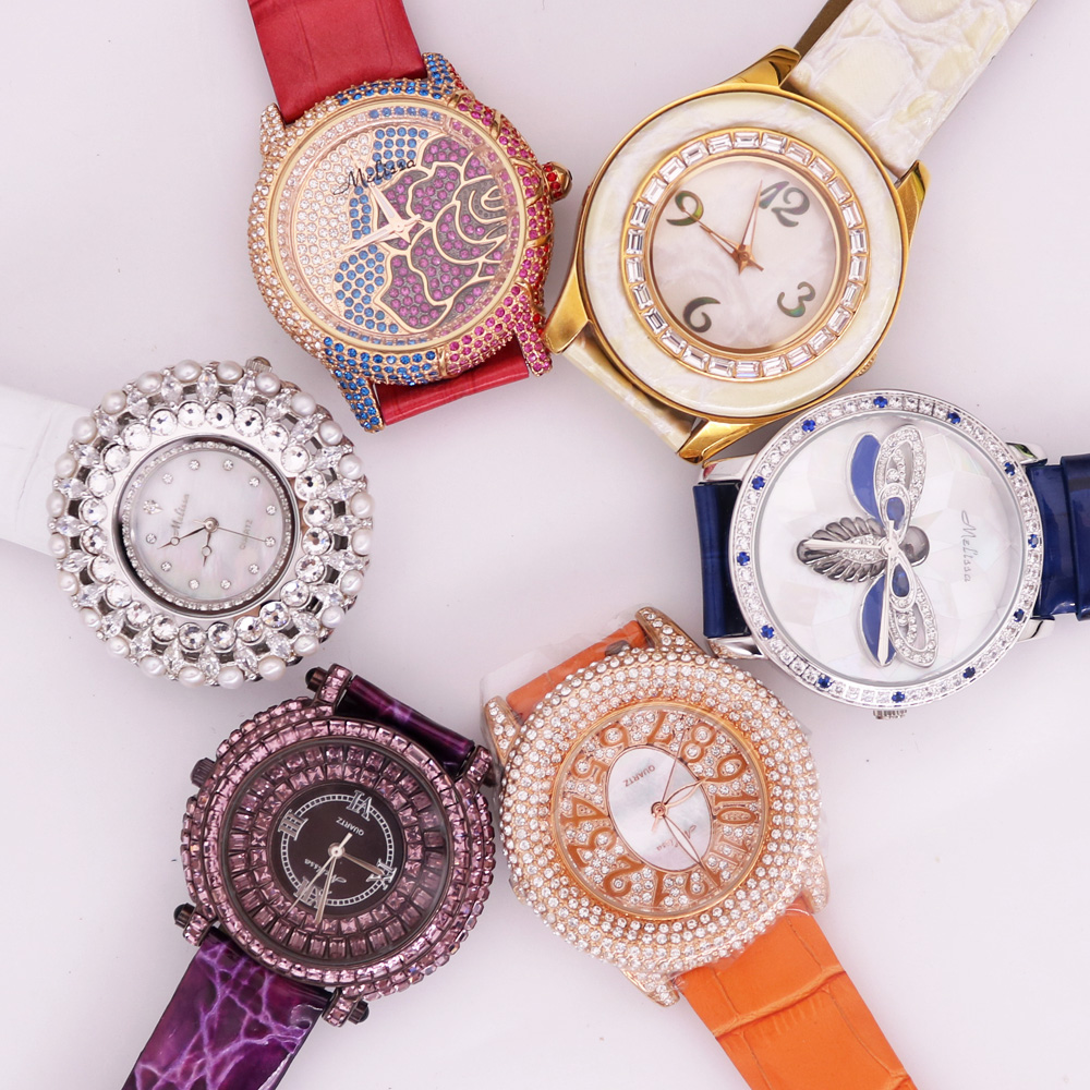 Luxury Watch Discount - ลดราคา!!! ส่วนลด MELISSA คริสตัลแบบเก่านาฬิกาผู้หญิงสตรีญี่ปุ่น MOV't สร้อยข้อมือชั่วโมงแฟชั่นของขวัญหนังผู้หญิงไม่มีกล่อง