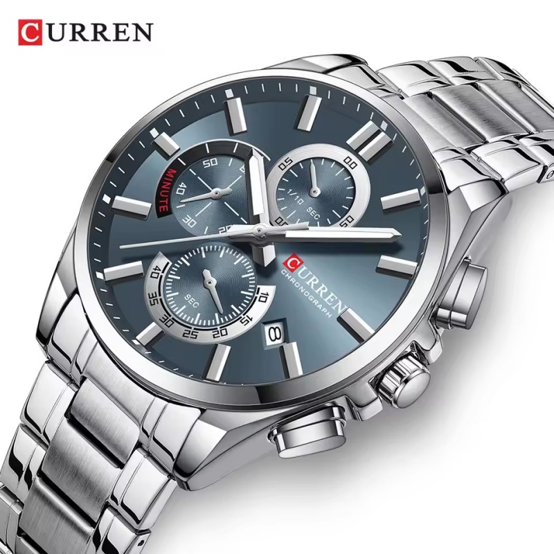 Luxury Watch Kids - นาฬิกาควอตซ์แฟชั่นใหม่ CURREN 8475 สำหรับผู้ชาย นาฬิกาธุรกิจแบบมีปฏิทิน สายสแตนเลสสตีล