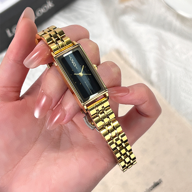 Luxury Watch Vintage - นาฬิกาข้อมือผู้หญิงสแตนเลสสตีลทรงสี่เหลี่ยมผืนผ้า ดีไซน์วินเทจหรูหรา รุ่นแฟชั่นปี 2025 - สไตล์มินิมอลย้อนยุคทันสมัย