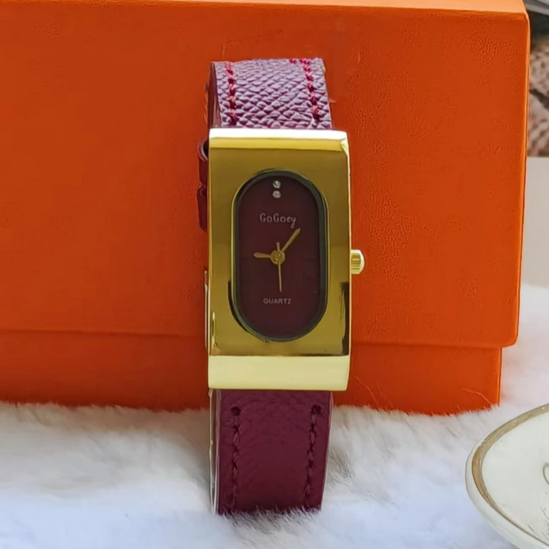 Luxury Watch Green - หรูหราสุภาพสตรีแบรนด์นาฬิกาผู้หญิงแฟชั่นสี่เหลี่ยมผืนผ้า Dial ควอตซ์นาฬิกาสายหนังนาฬิกาข้อมือของขวัญ Dropshipping