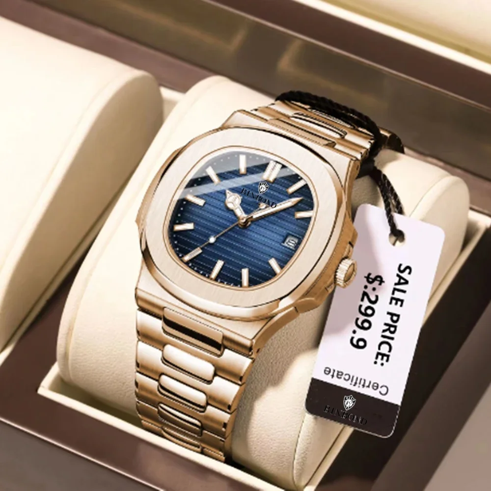 Luxury Watch German - นาฬิกาข้อมือผู้ชายสไตล์ลำลองสีโรสโกลด์ รุ่นใหม่จากสวิตเซอร์แลนด์ นาฬิกาหรูหรา ระบบอัตโนมัติ แฟชั่นผู้ชาย นาฬิกาควอตซ์