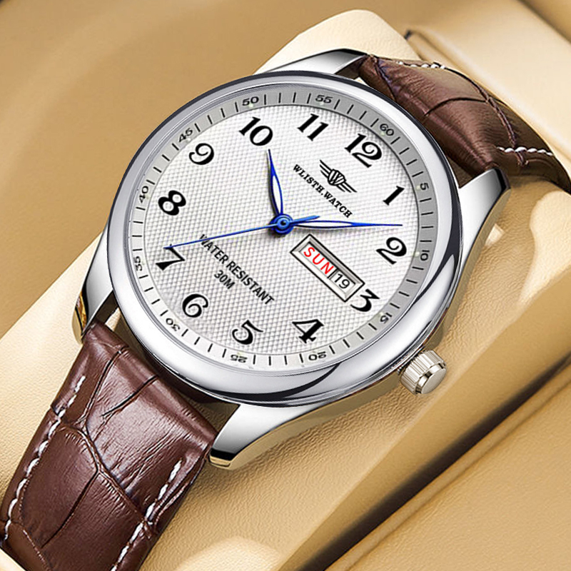 Luxury Watch Manufacturers - WLISTH แบรนด์หรูผู้ชายนาฬิกานาฬิกาควอตซ์ตัวเลขอารบิคสแตนเลสกันน้ำปฏิทินนาฬิกาข้อมือผู้ชายของขวัญสำหรับพ่อ