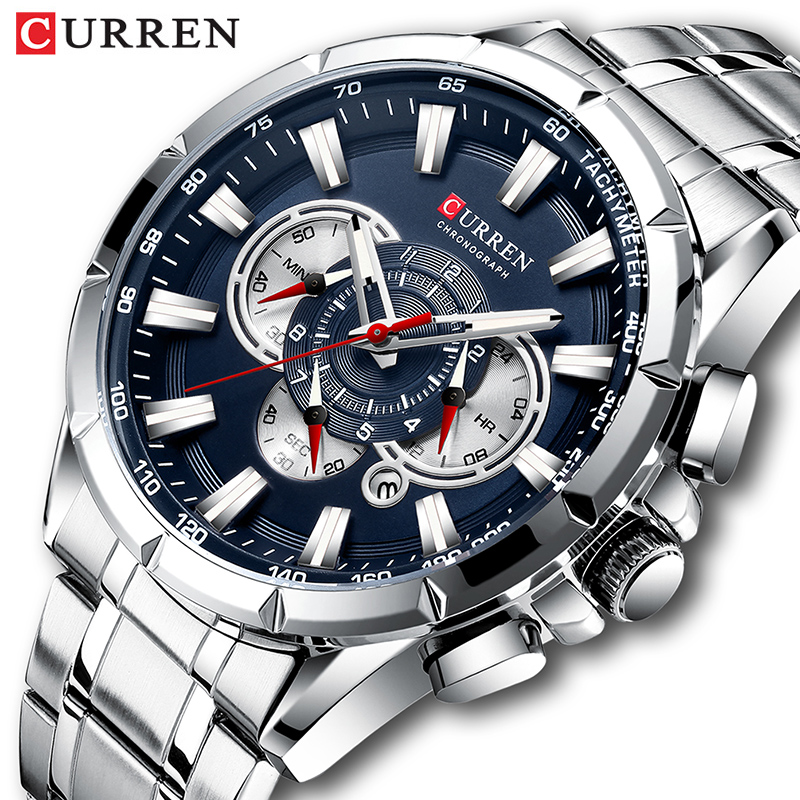 Luxury Watch Manufacturers - CURREN นาฬิกาข้อมือผู้ชายกันน้ำ Chronograph กองทัพทหารสแตนเลสชายนาฬิกาแบรนด์หรูผู้ชายกีฬานาฬิกา8363