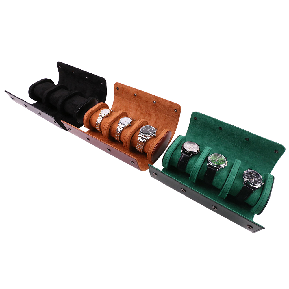 Luxury Watch Case Travel - กล่องเก็บนาฬิกาหนัง PU แบบพกพาสุดหรู 3 ช่อง สำหรับเดินทาง