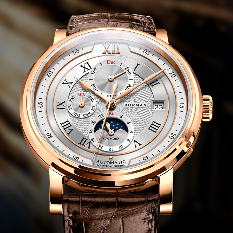 Luxury Watch German - แบรนด์หรูสวิตเซอร์แลนด์ BORMAN นาฬิกาผู้ชายอัตโนมัติ Sapphire Multi-Function กันน้ํา