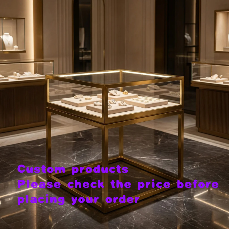 Luxury Watch Boutique - ตู้โชว์เครื่องประดับกระจกนิรภัยทรงสี่เหลี่ยมแบบกำหนดเองได้ พร้อมไฟ LED สำหรับร้านขายนาฬิกาและเครื่องประดับ