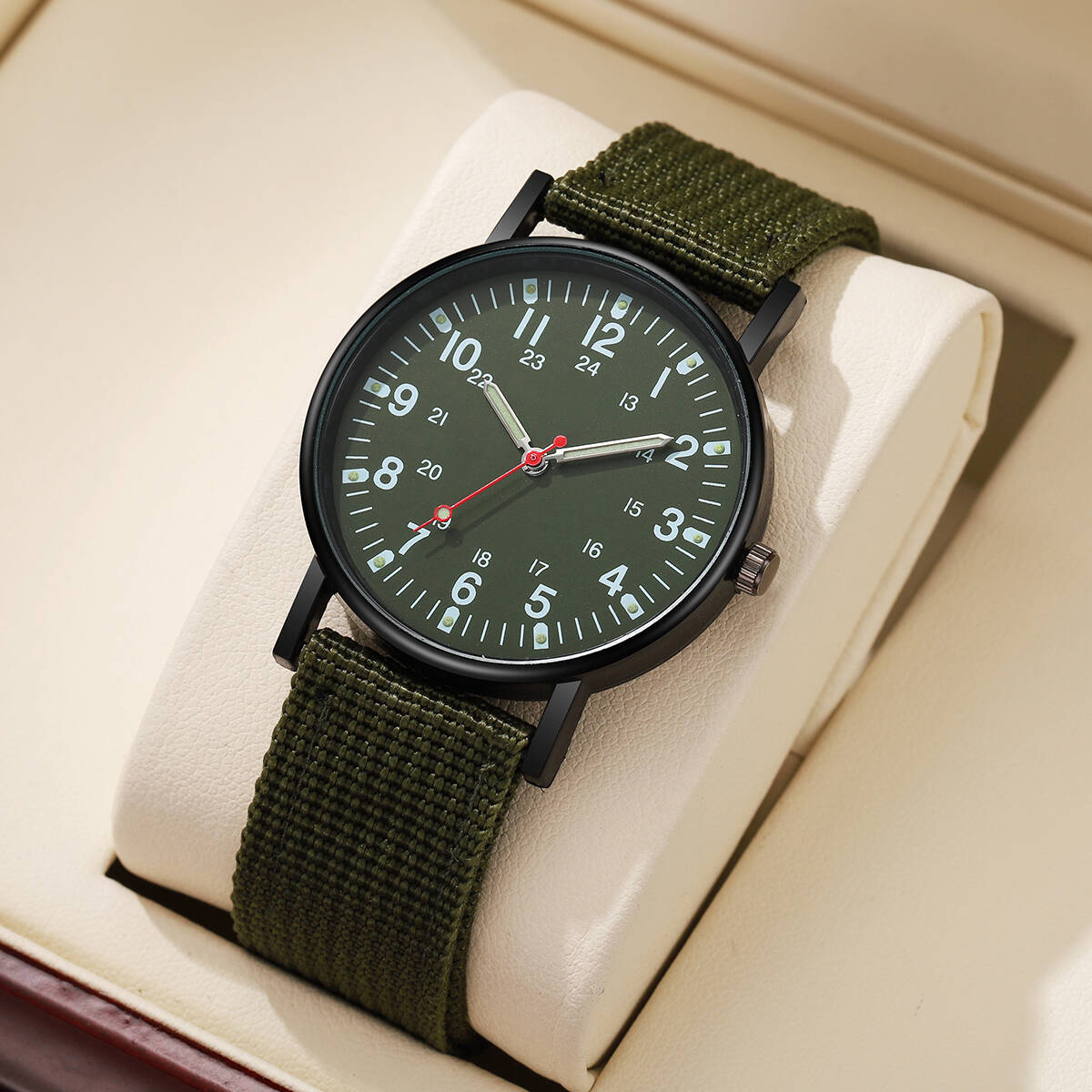 Field Watch Military - นาฬิกาผู้ชายนาฬิกาลำลองสายไนลอนนาฬิกาสปอร์ตอนาล็อกควอตซ์นาฬิกาข้อมือทหารเรโลจิโอ มาสคูลิโน เรอโลจ ฮอมเบอร์（ไม่มีกล่อง）