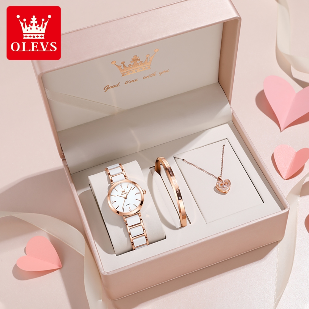 Luxury Watch Kit - นาฬิกาข้อมือผู้หญิง OLEVS รุ่น 5877 หรูหรา สง่างาม