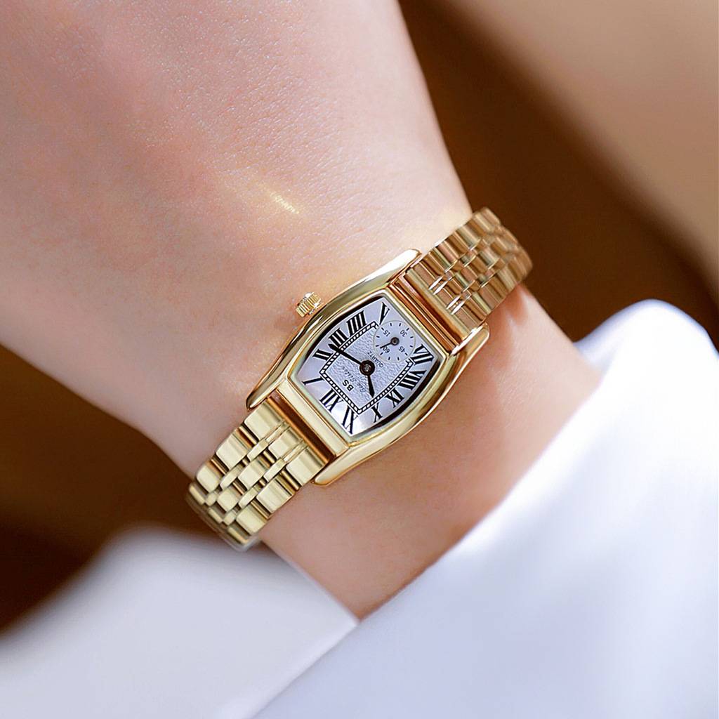 Luxury Watch Green - BS นาฬิกาผู้หญิงอเนกประสงค์สไตล์ย้อนยุคแบรนด์หรูหนังสายเหล็กกันน้ำสุภาพสตรีแฟชั่นนาฬิกาควอตซ์นาฬิกาของขวัญ