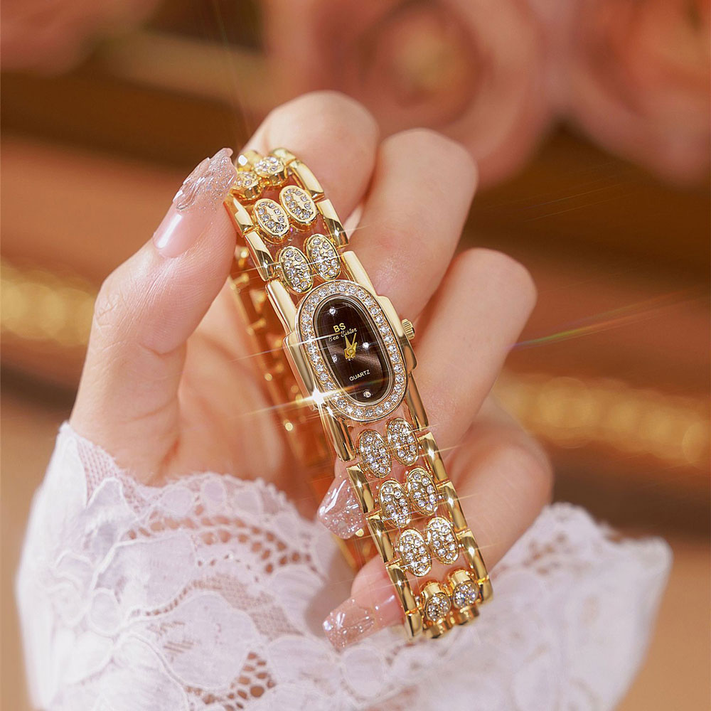 Luxury Watch Vintage - นาฬิกาแฟชั่นสร้อยข้อมือทองสแตนเลสสตีลควอตซ์นาฬิกาสุภาพสตรีนาฬิกาเพชรนาฬิกาข้อมือของขวัญสําหรับสตรี