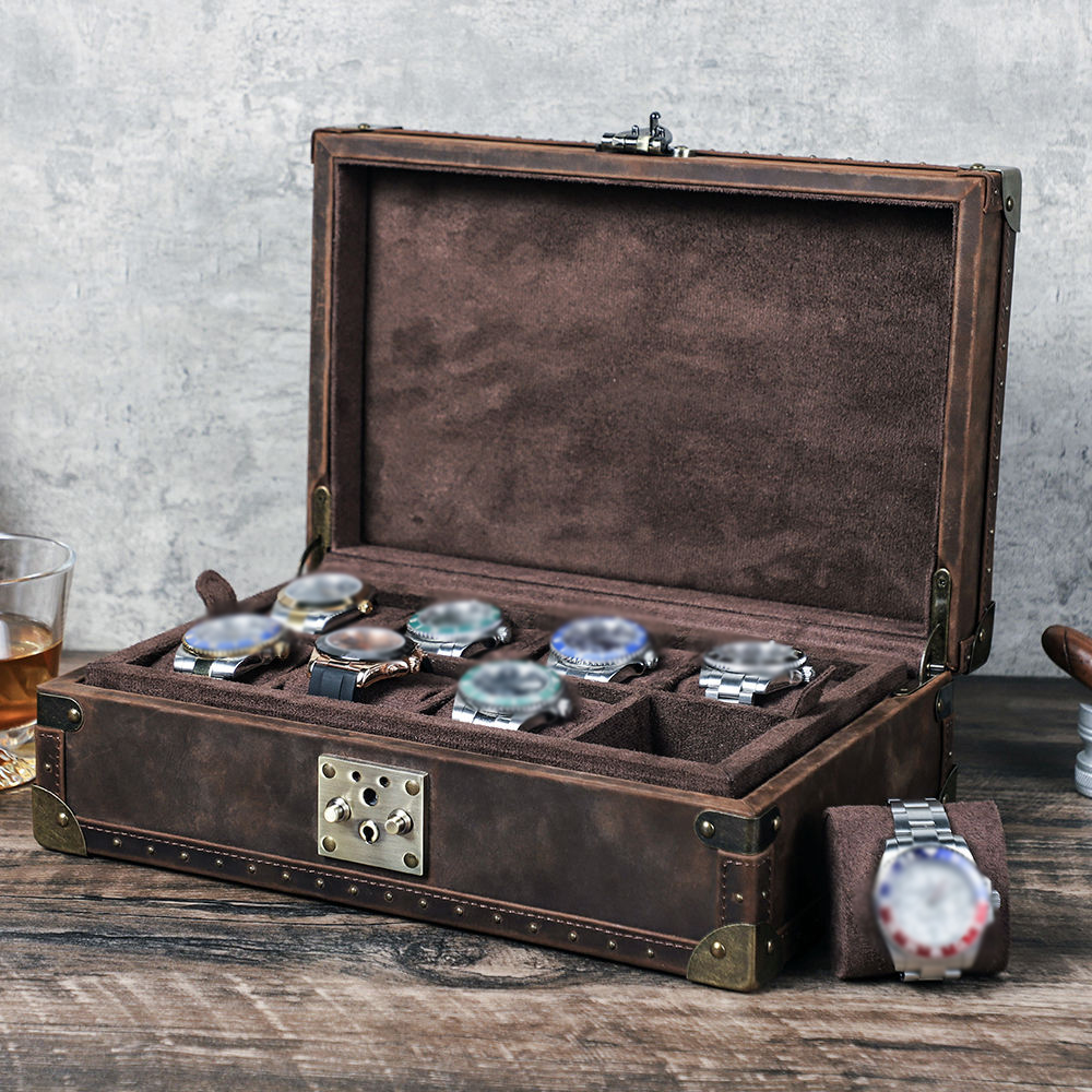 Luxury Watch Vintage - กล่องใส่เครื่องประดับหนังแท้ CONTACT'S FAMILY 8 ช่อง รุ่นวินเทจ