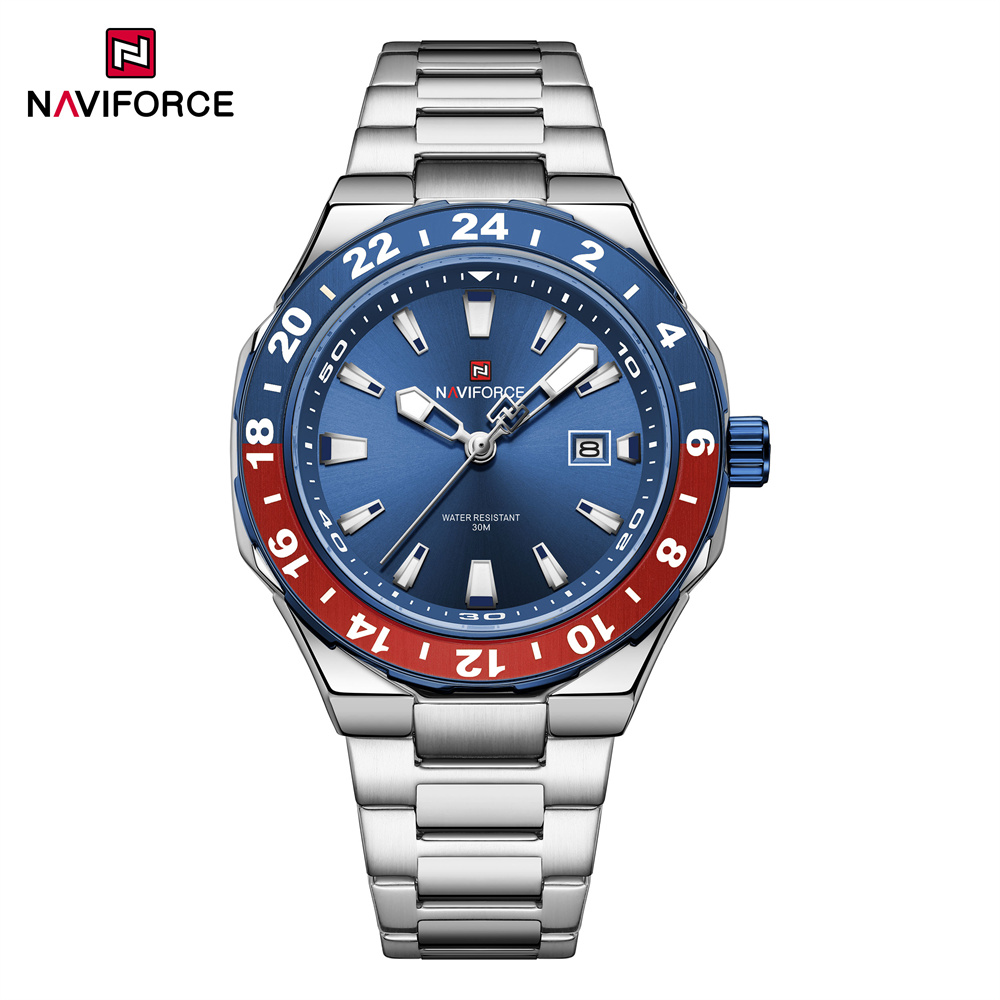 Field Watch Military - Naviforce 9249 คุณภาพสูงกีฬา Casual Mens นาฬิกาสแตนเลสสตีลนาฬิกาข้อมือควอตซ์ชายนาฬิกา