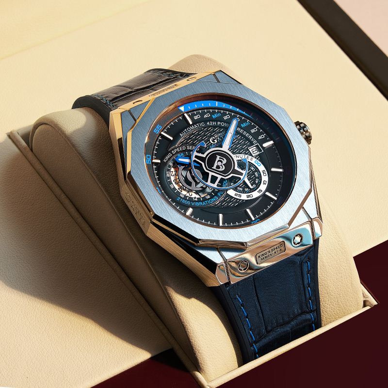 Luxury Watch German - BONEST GATTI นาฬิกาจักรกลอัตโนมัติผู้ชายคิงสปีดซีรีส์เยอรมันกันน้ำสายหนังแท้นาฬิกาหรูสำหรับผู้ชาย
