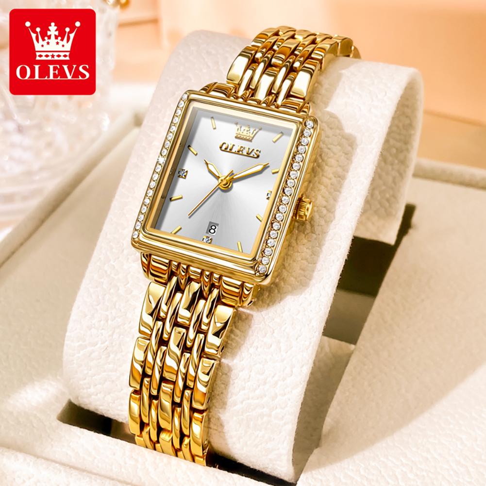 Luxury Watch Female - OLEVS 9995 นาฬิกาวันที่สำหรับผู้หญิงหรูหรากันน้ำนาฬิกาเรืองแสงสง่างามควอตซ์สุภาพสตรีนาฬิกาข้อมือสตรีนาฬิกาเรโลเยส พารา มูเฮร์