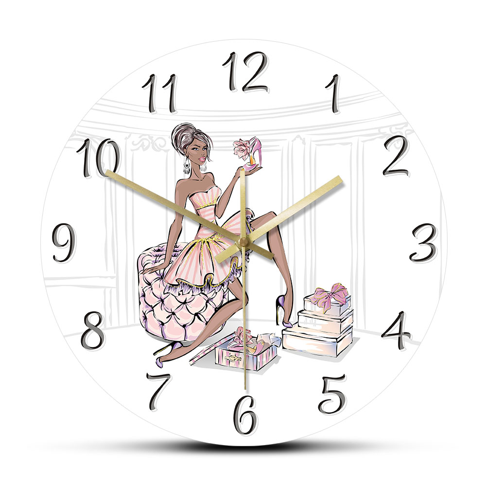 Luxury Watch Boutique - สาวแฟชั่นรองเท้าส้นสูงนาฬิกาแขวนหรูหราร้านไทด์บูติกตกแต่งแขวนนาฬิกาแขวนผนังนาฬิกาเงียบไม่ติ๊กต๊อก