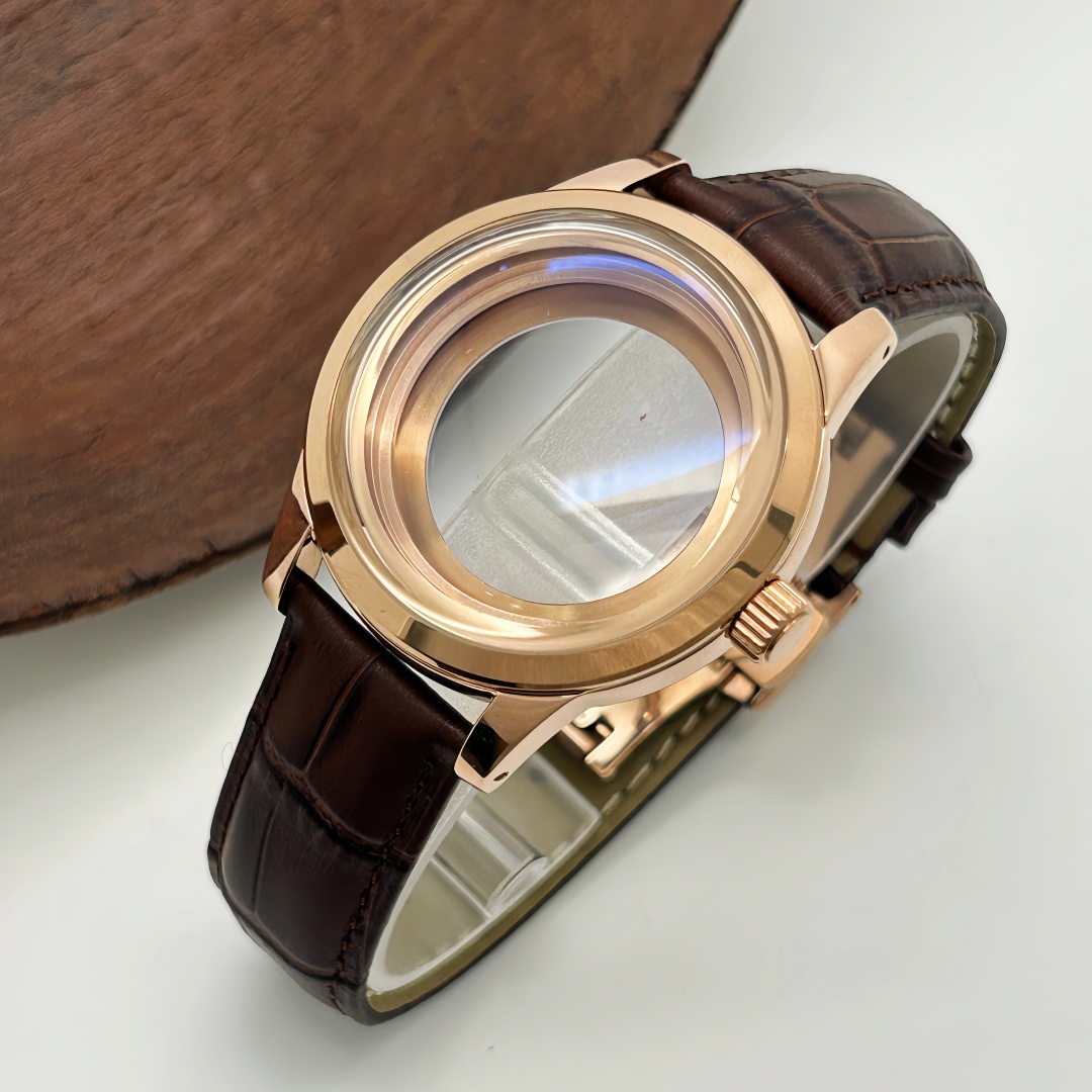 Exhibition Caseback - ตัวเรือนนาฬิกาขนาด 39 มม. สายหนังแบบผีเสื้อพร้อมหัวเข็มขัดคู่ ใช้ได้กับหน้าปัดขนาด 31