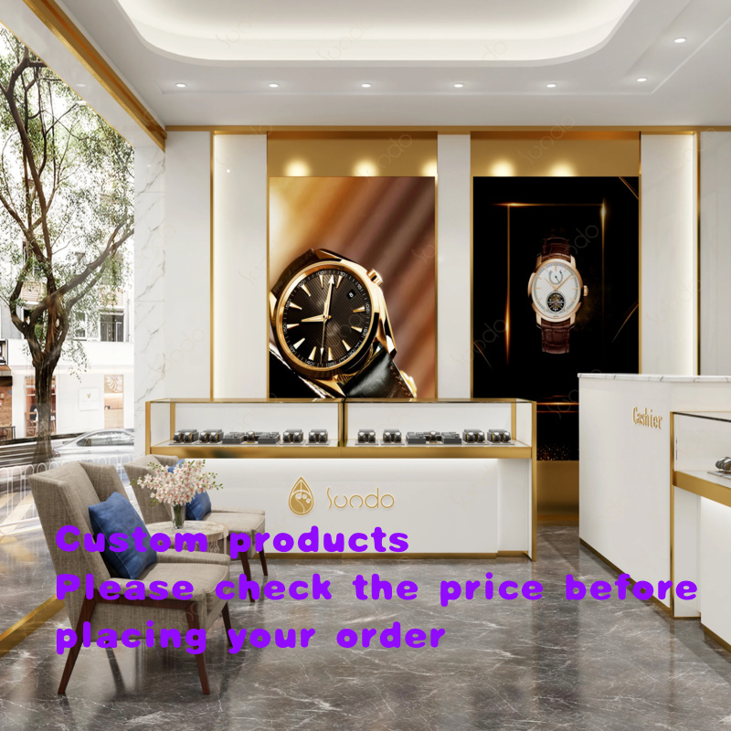 Luxury Watch Boutique - ตู้โชว์นาฬิกาและเครื่องประดับสุดหรูพรีเมียม ทำจากสแตนเลสและกระจกนิรภัย พร้อมไฟ LED สำหรับร้านนาฬิกาบูติก