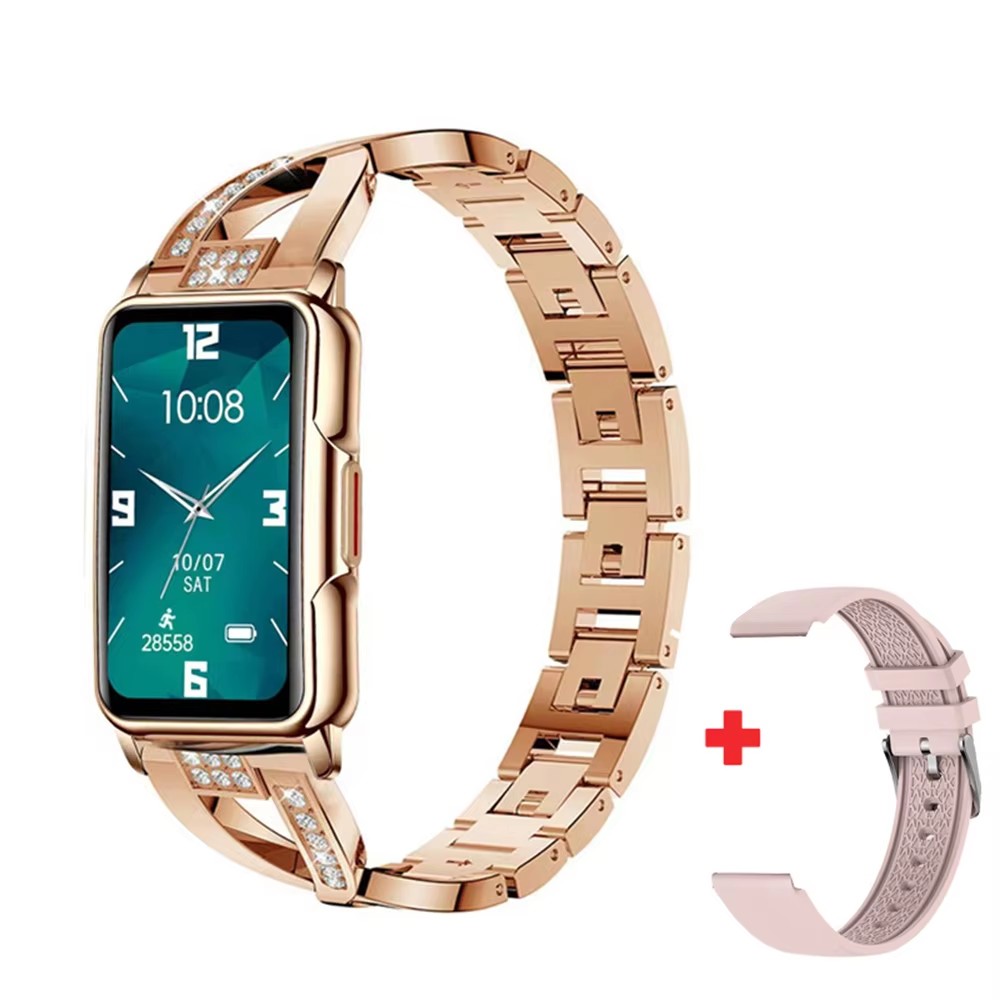 Luxury Watch German - นาฬิกาสมาร์ทวอทช์ผู้หญิง หรูหรา ประดับเพชร วัดอัตราการเต้นของหัวใจ ติดตามการออกกำลังกาย ใช้งานได้กับโทรศัพท์