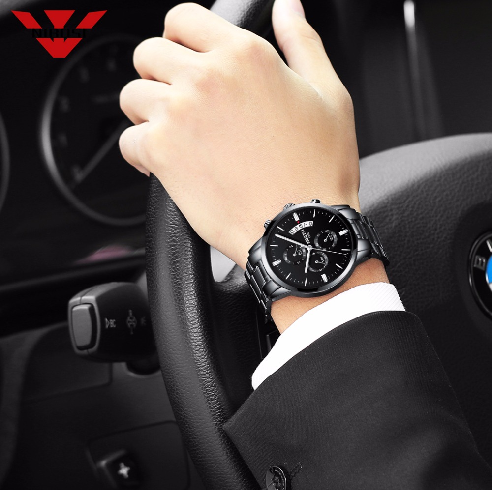 NIBOSI สแตนเลสสีดำนาฬิกาควอตซ์ - Luxury Watch Manufacturers บทวิจารณ์และราคา