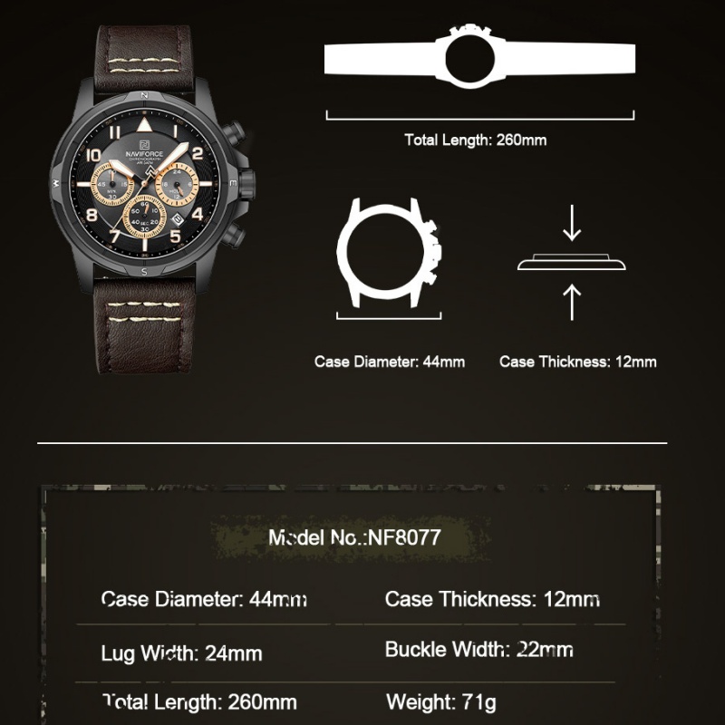 นาฬิกาควอตซ์โครโนกราฟแฟชั่น NA - Field Watch Military บทวิจารณ์และราคา