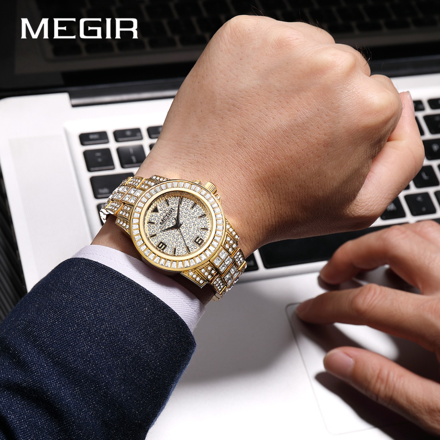 MEGIR หรูหรานาฬิกาเพชรแฟชั่นสำ - Luxury Watch And Bracelet บทวิจารณ์และราคา