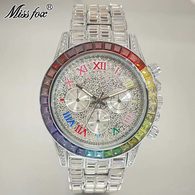 MISSFOX Luxury Iced นาฬิกาผู้ช - Luxury Watch Manufacturers บทวิจารณ์และราคา