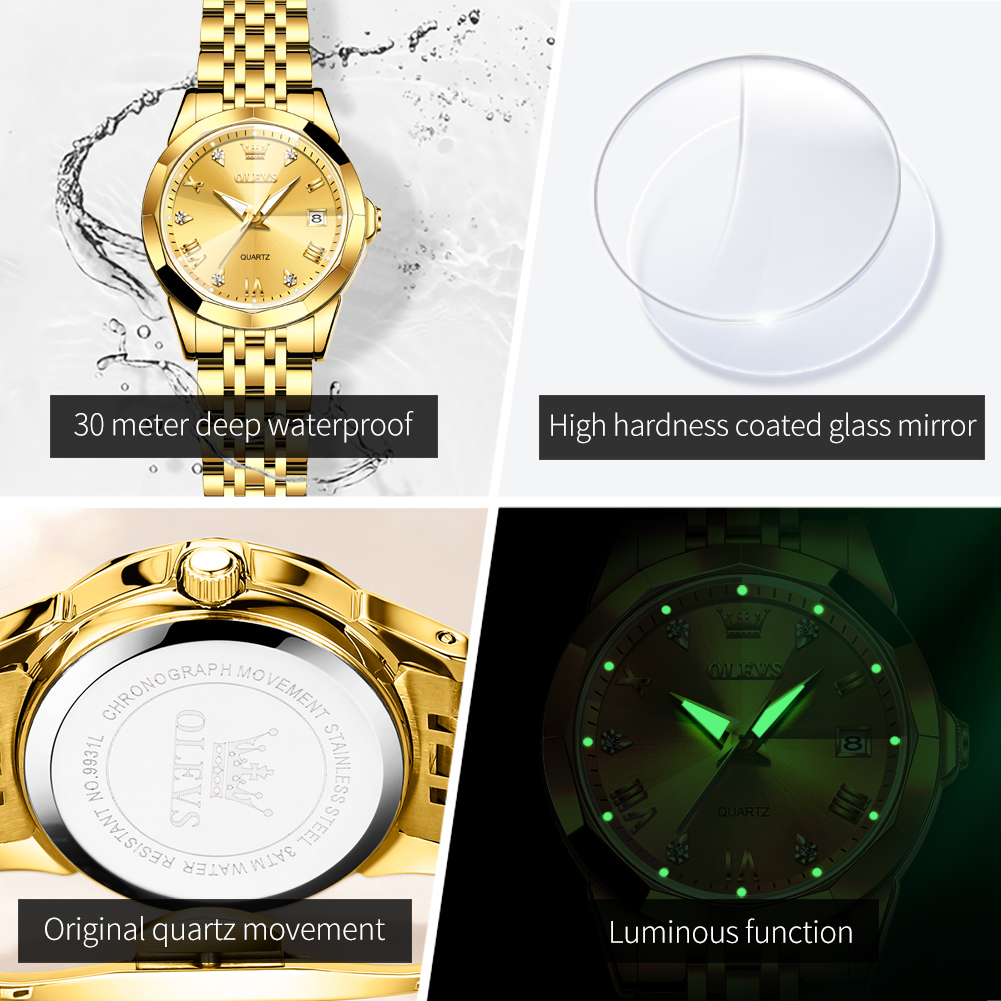 OLEVS แฟชั่นนาฬิกาสีทองสําหรับ - Luxury Watch Female บทวิจารณ์และราคา