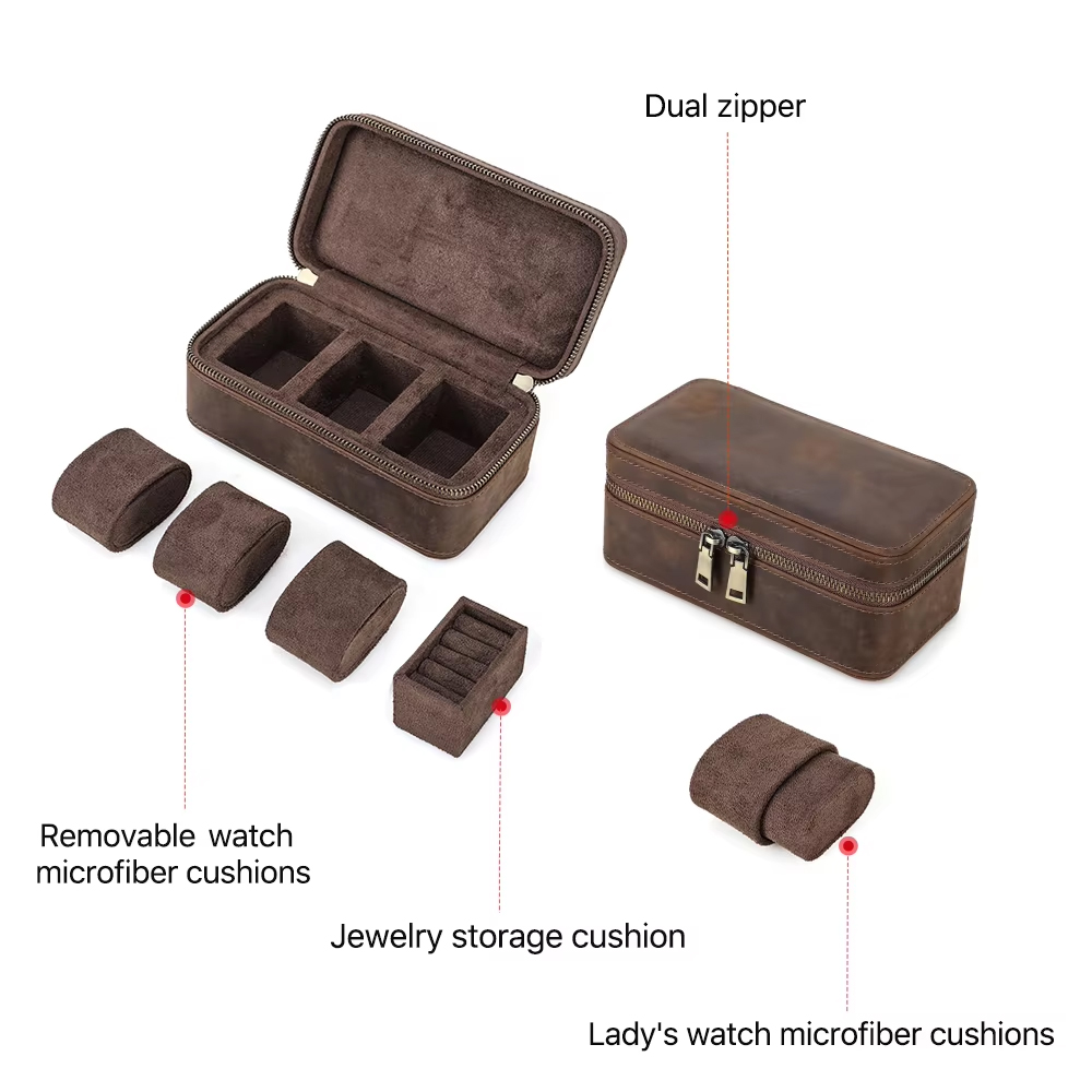 กล่องเก็บนาฬิกาหนังแท้สุดหรู 1 - Luxury Watch Case Travel บทวิจารณ์และราคา